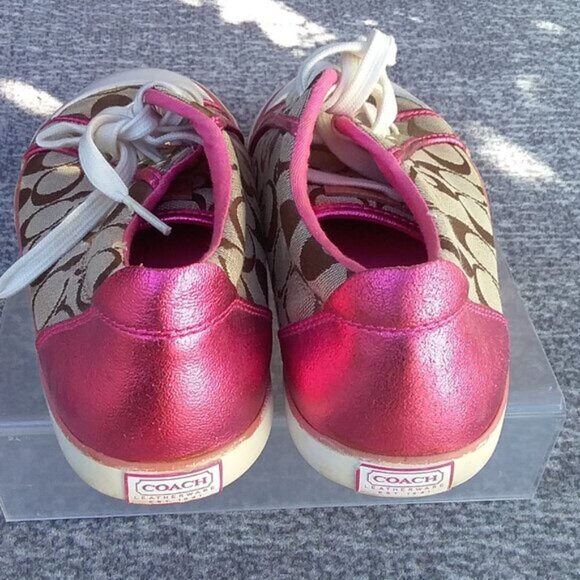 Coach Sneakers Signature Women's Size 9B Fabric Upper with Pink Trim Low Cut - Picture 8 of 11
